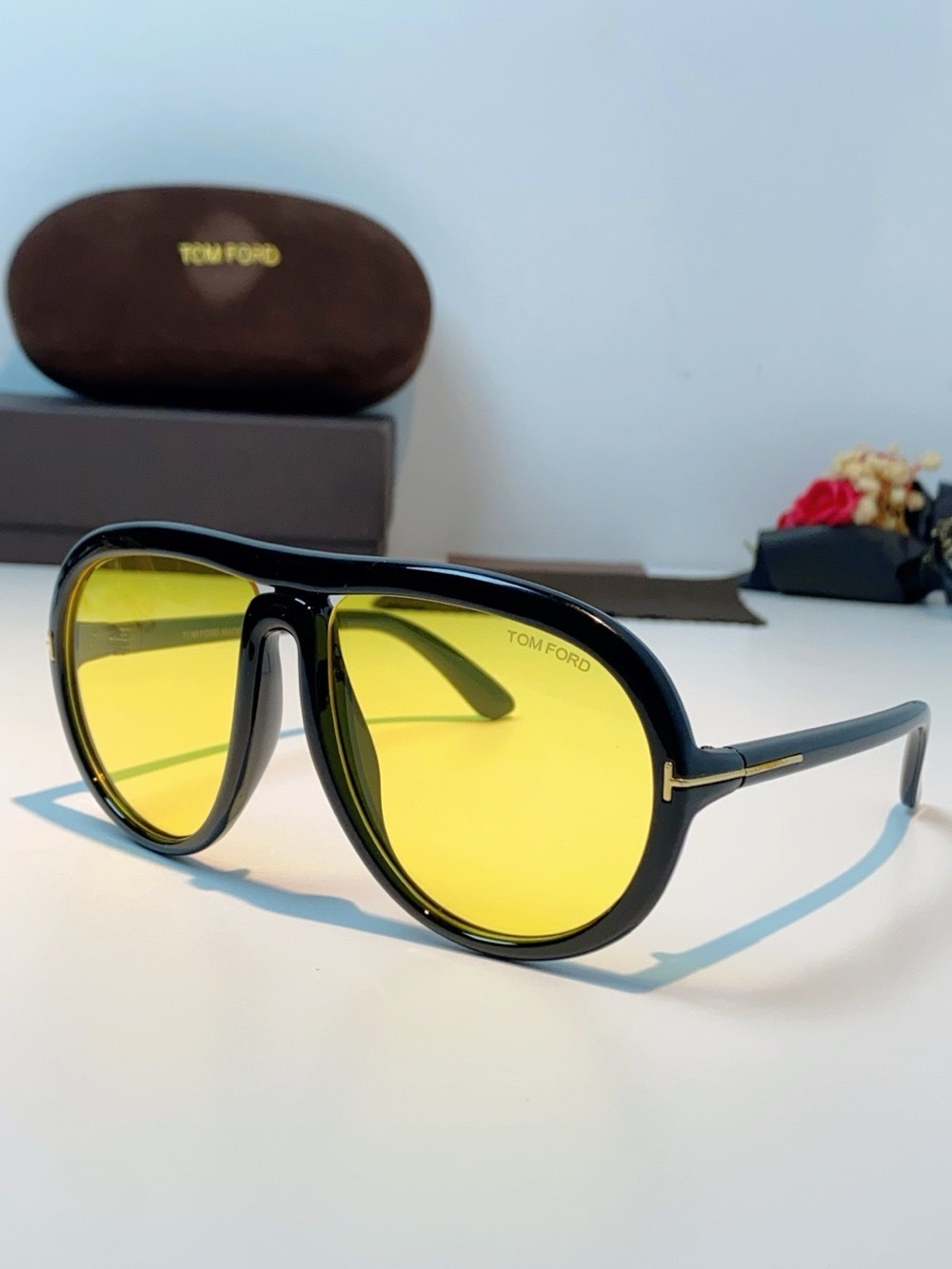 Tom Ford Black Sunglasses with Yellow Lenses